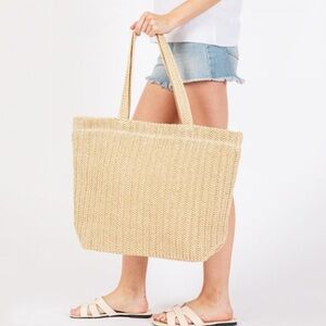 Elegant Tan Woven Tote Bag